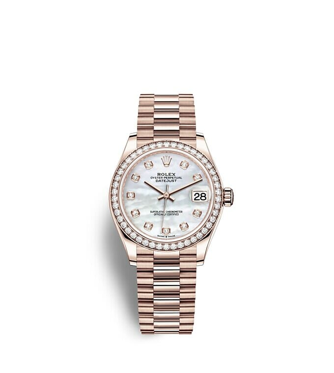 Repliche Rolex Datejust 31 Oyster 31 mm Oro Everose e diamanti m278285rbr-0005