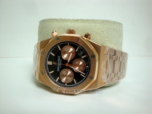 Audemars Piguet replica royal oak chrono Leo Messi rose gold black dial orologio replica copia lusso